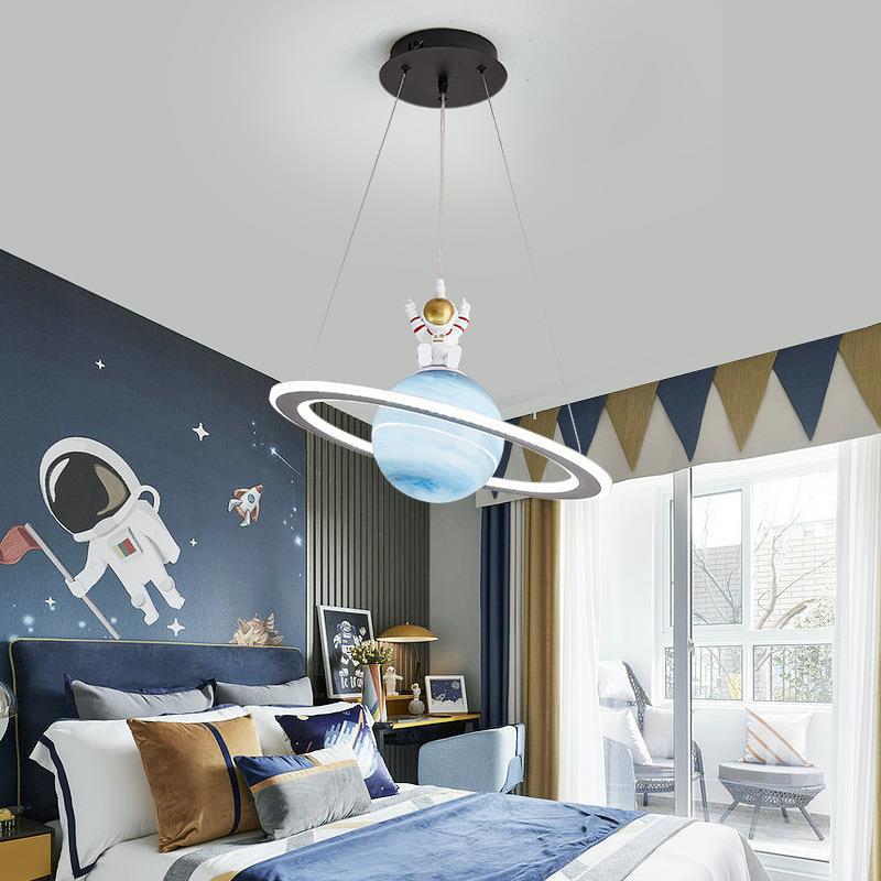 Modern Art Deco Kids Planet Spaceman LED Chandelier for Living Room