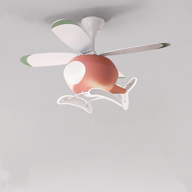 Contemporary Scandinavian Peter Pan Ceiling Fan Light for Kids' Bedroom - LED, Acrylic, ABS, Iron, Downrods