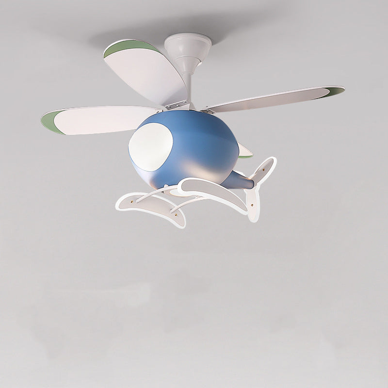 Contemporary Scandinavian Peter Pan Ceiling Fan Light for Kids' Bedroom - LED, Acrylic, ABS, Iron, Downrods
