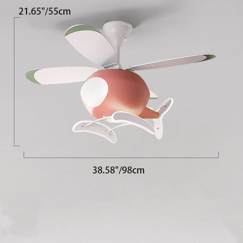 Contemporary Scandinavian Peter Pan Ceiling Fan Light for Kids' Bedroom - LED, Acrylic, ABS, Iron, Downrods