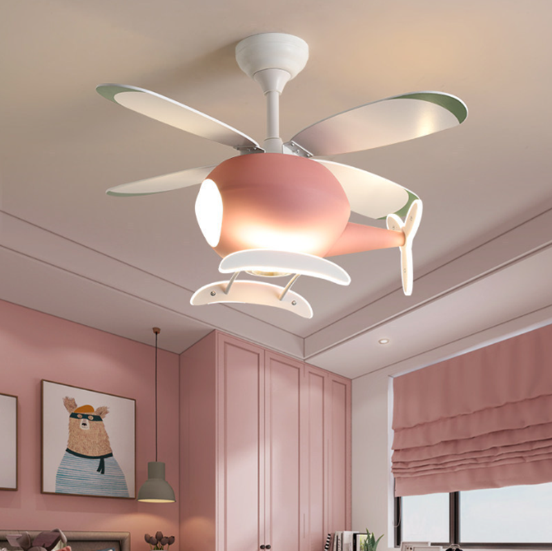 Contemporary Scandinavian Peter Pan Ceiling Fan Light for Kids' Bedroom - LED, Acrylic, ABS, Iron, Downrods