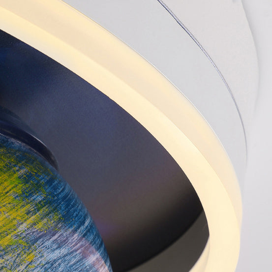 Modern Art Deco Kids Planet Astronaut Round Acrylic Resin Iron LED Flush Mount Ceiling Light for Bedroom, Space Theme Lighting for Children’s Room, Stylish Ceiling Fixture, Colorful Decorative Light for Kids, Astronaut Decor, Nursery Room Lighting, LED Ce
