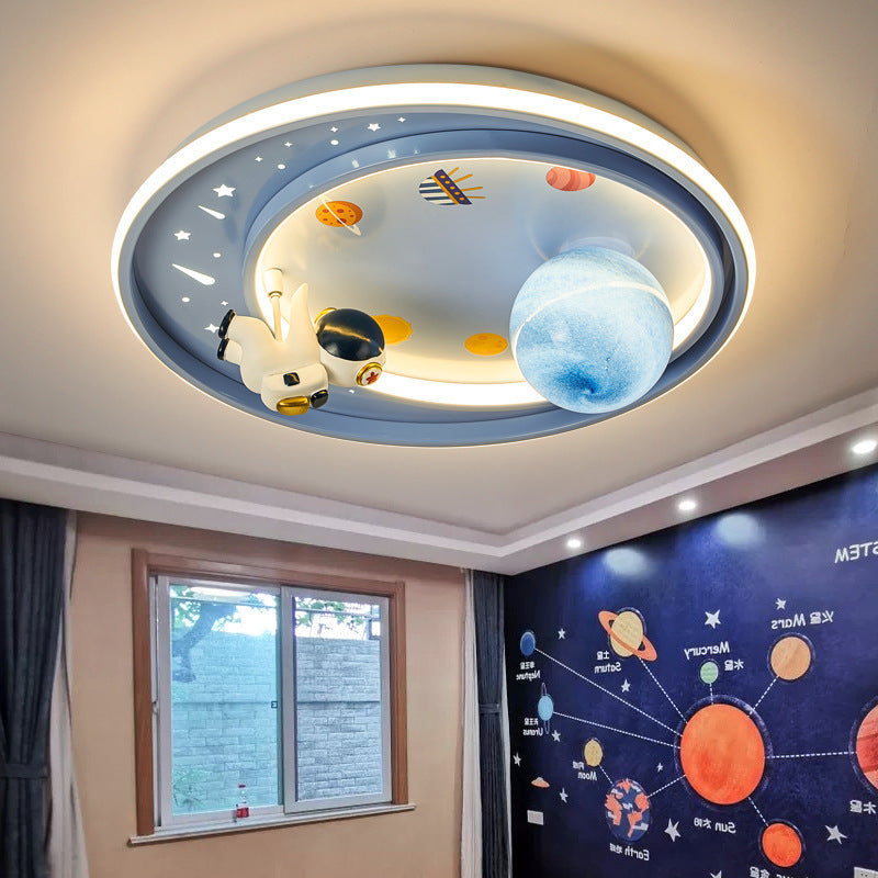 Modern Art Deco Unicorn Planet LED Flush Mount Ceiling Light for Kids' Bedroom