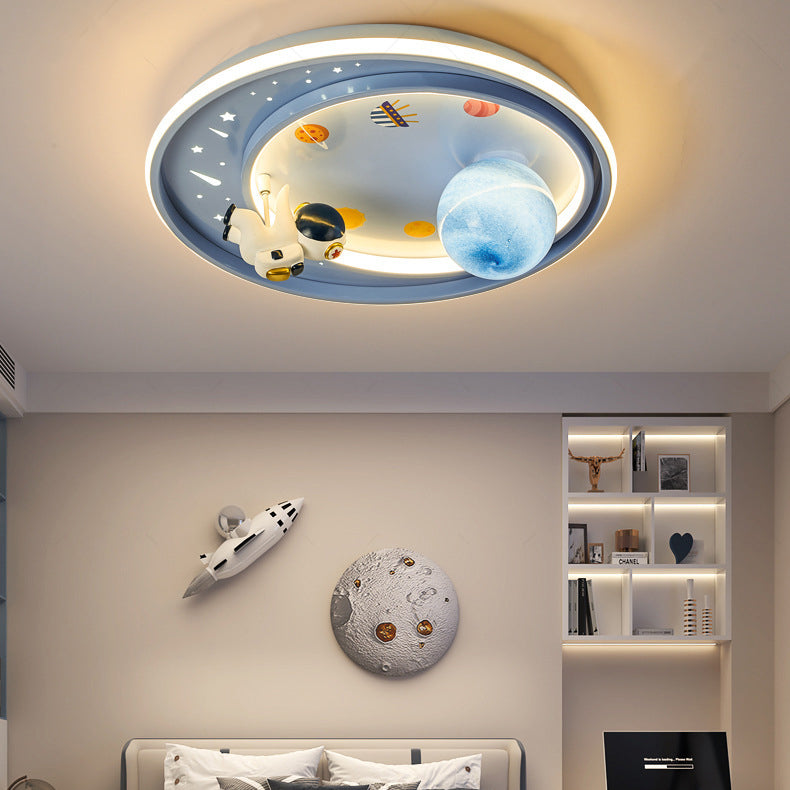 Modern Art Deco Unicorn Planet LED Flush Mount Ceiling Light for Kids' Bedroom