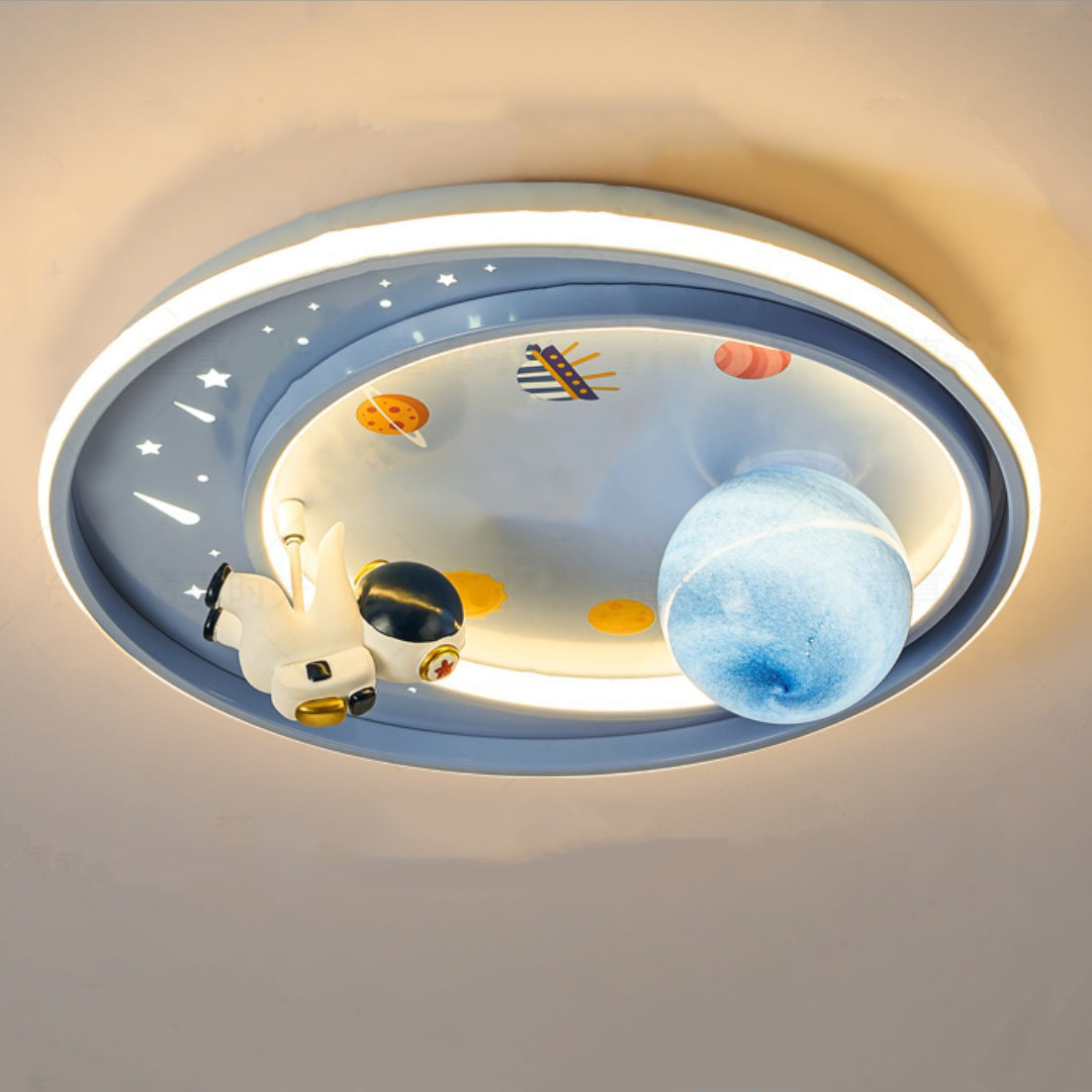 Modern Art Deco Unicorn Planet LED Flush Mount Ceiling Light for Kids' Bedroom