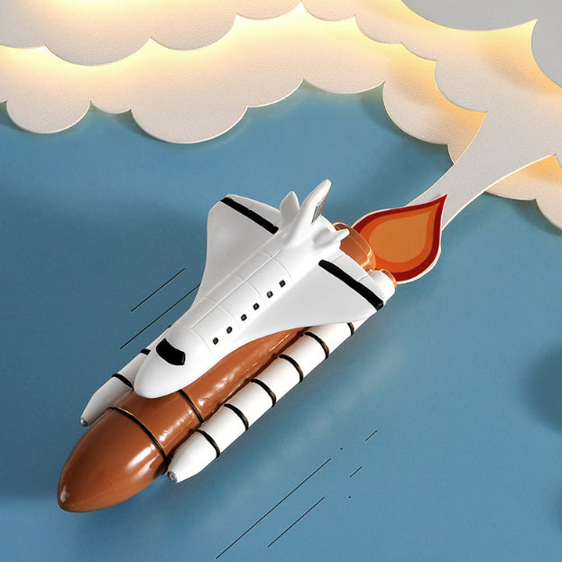 Modern Art Deco Kids Unicorn Rocket Round Silicone Iron LED Flush Mount Ceiling Light for Living Room, Nursery, Children's Room, Playroom, Cute Unicorn Decor, Rocket Ship Design, Energy-Efficient LED Lighting, Playful Ceiling Fixture, Kids Room Lighting,