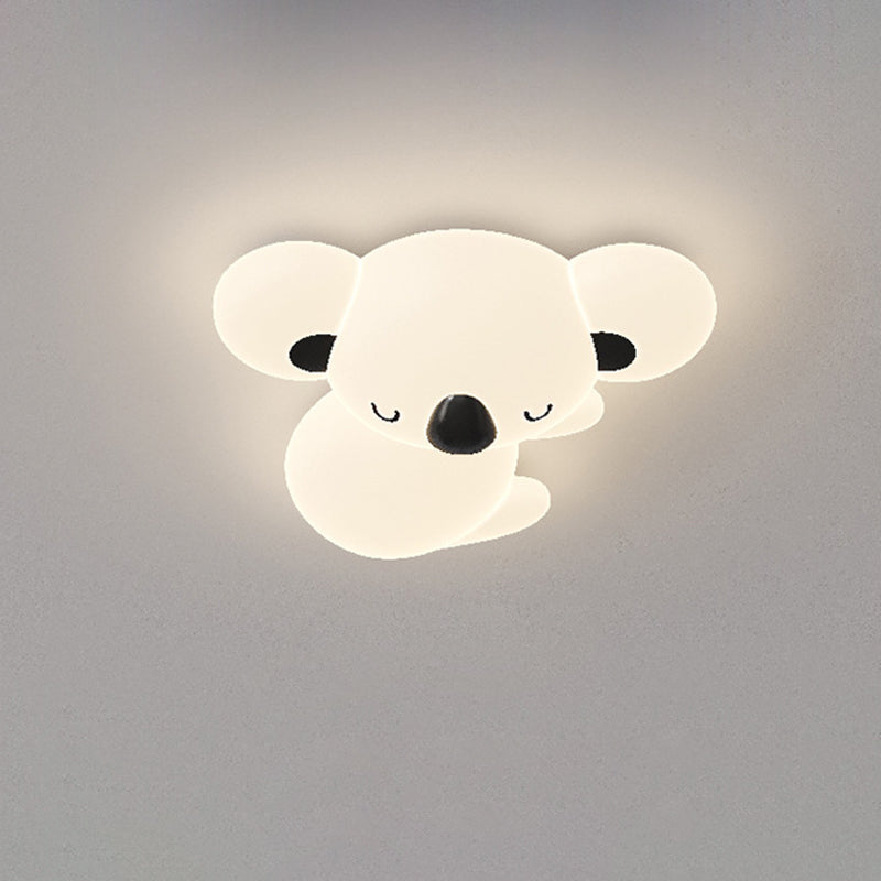 Modern Art Deco Koala Bear Kids Cartoon LED Flush Mount Ceiling Light for Bedroom, Stylish PE Iron Fixture, Cute Koala Design, Children's Room Lighting, Nursery Decor, Playroom Ceiling Light, Energy-Efficient Illumination, Unique Home Decor, Playful Bedro
