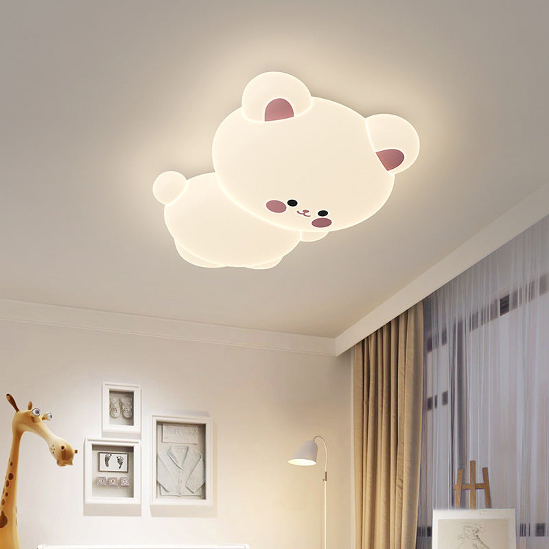 Modern Art Deco Koala Bear Kids Cartoon LED Flush Mount Ceiling Light for Bedroom, Stylish PE Iron Fixture, Cute Koala Design, Children's Room Lighting, Nursery Decor, Playroom Ceiling Light, Energy-Efficient Illumination, Unique Home Decor, Playful Bedro