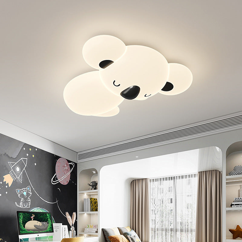 Modern Art Deco Koala Bear Kids Cartoon LED Flush Mount Ceiling Light for Bedroom, Stylish PE Iron Fixture, Cute Koala Design, Children's Room Lighting, Nursery Decor, Playroom Ceiling Light, Energy-Efficient Illumination, Unique Home Decor, Playful Bedro
