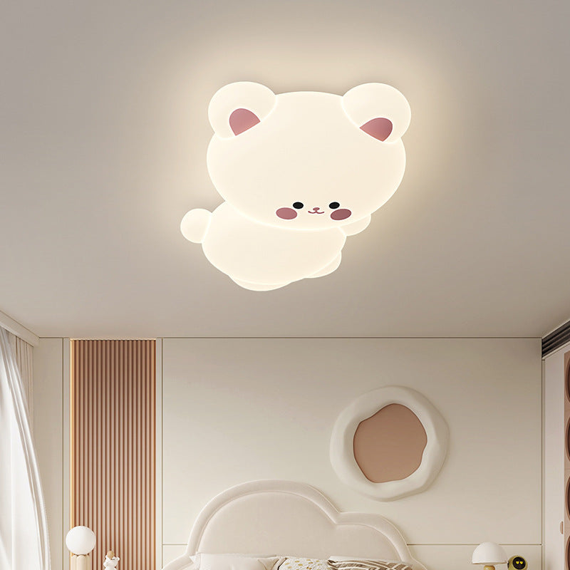 Modern Art Deco Koala Bear Kids Cartoon LED Flush Mount Ceiling Light for Bedroom, Stylish PE Iron Fixture, Cute Koala Design, Children's Room Lighting, Nursery Decor, Playroom Ceiling Light, Energy-Efficient Illumination, Unique Home Decor, Playful Bedro