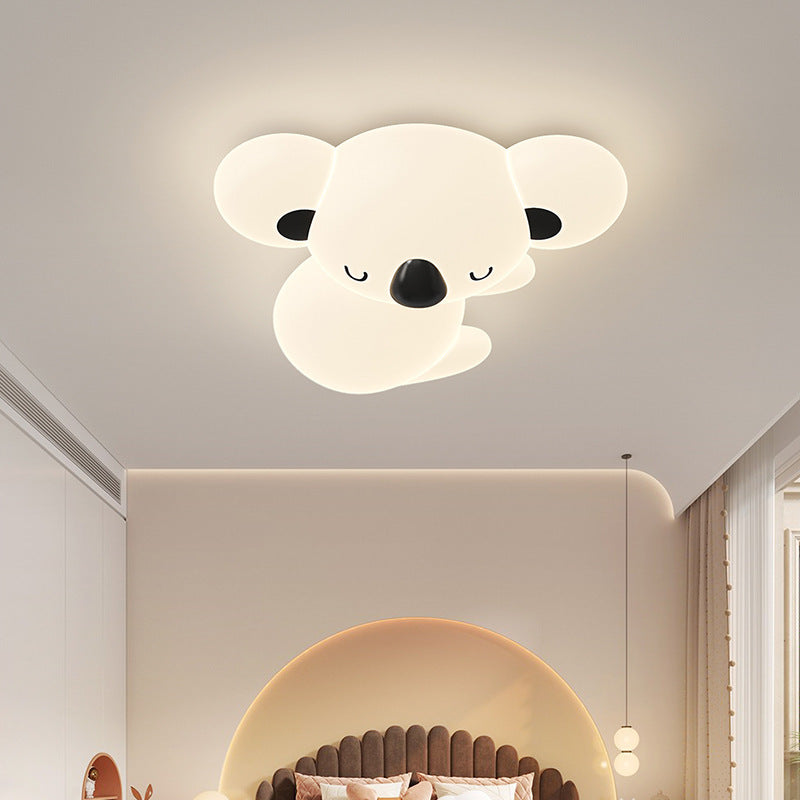 Modern Art Deco Koala Bear Kids Cartoon LED Flush Mount Ceiling Light for Bedroom, Stylish PE Iron Fixture, Cute Koala Design, Children's Room Lighting, Nursery Decor, Playroom Ceiling Light, Energy-Efficient Illumination, Unique Home Decor, Playful Bedro