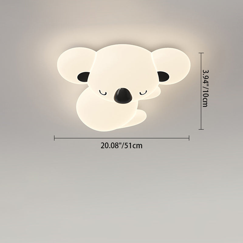 Modern Art Deco Koala Bear Kids Cartoon LED Flush Mount Ceiling Light for Bedroom, Stylish PE Iron Fixture, Cute Koala Design, Children's Room Lighting, Nursery Decor, Playroom Ceiling Light, Energy-Efficient Illumination, Unique Home Decor, Playful Bedro