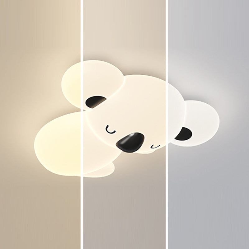 Modern Art Deco Koala Bear Kids Cartoon LED Flush Mount Ceiling Light for Bedroom, Stylish PE Iron Fixture, Cute Koala Design, Children's Room Lighting, Nursery Decor, Playroom Ceiling Light, Energy-Efficient Illumination, Unique Home Decor, Playful Bedro