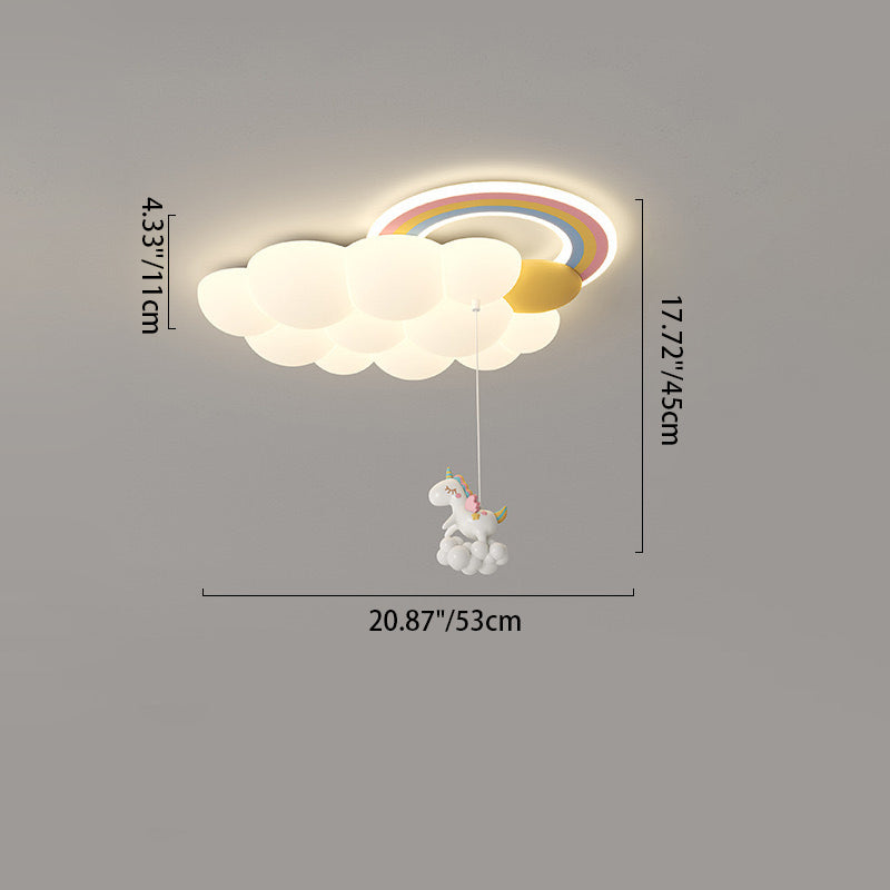 Modern Art Deco Kids Cloud Rainbow LED Ceiling Light - Flush Mount for Living Room
