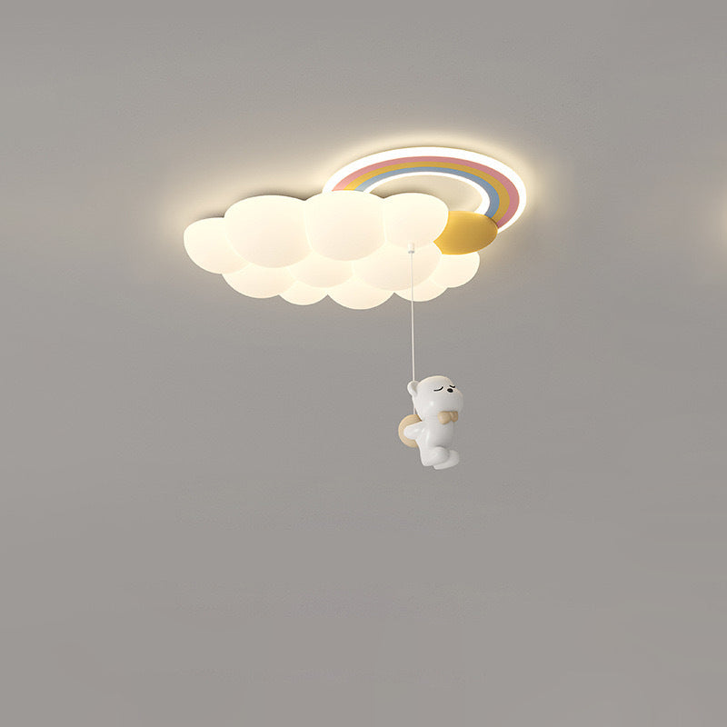 Modern Art Deco Kids Clouds Rainbow Cartoon PE Iron LED Flush Mount Ceiling Light Living Room Nursery Decor Playroom Lighting Children’s Room Ceiling Fixture Colorful Design Kids’ Room Illumination Contemporary Ceiling Light Fixture Stylish Kids Lighting