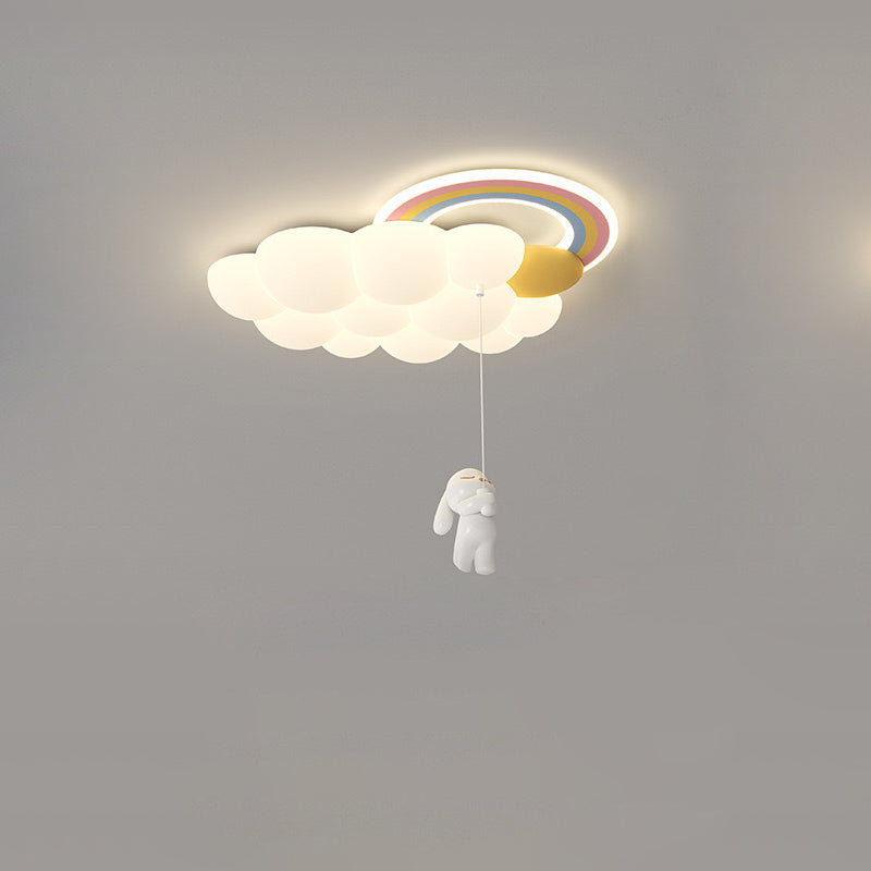 Modern Art Deco Kids Cloud Rainbow LED Ceiling Light - Flush Mount for Living Room