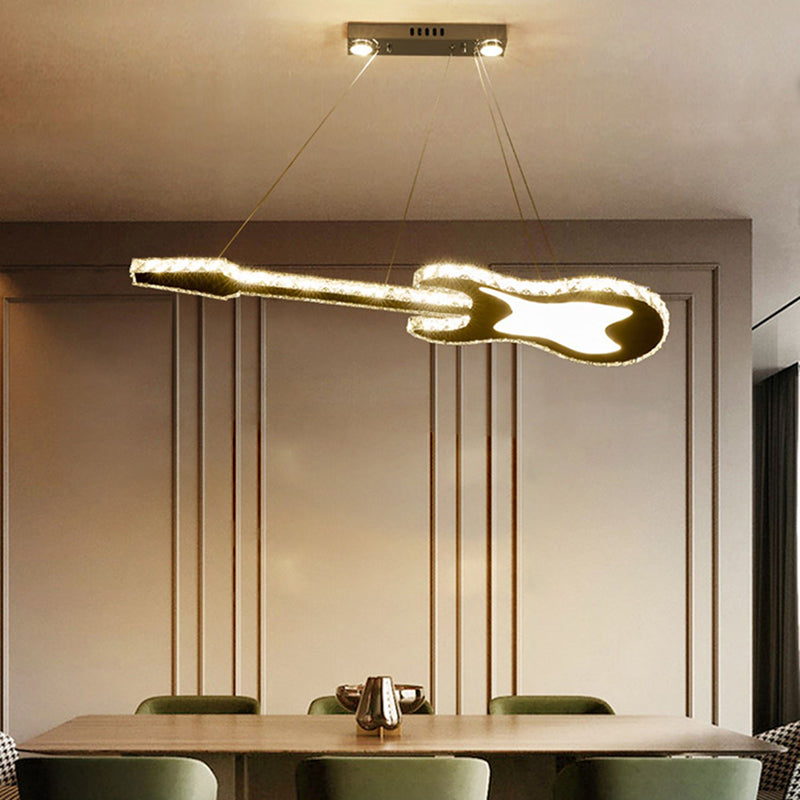 Modern Luxury Guitar Shape Crystal LED Chandelier for Living Room