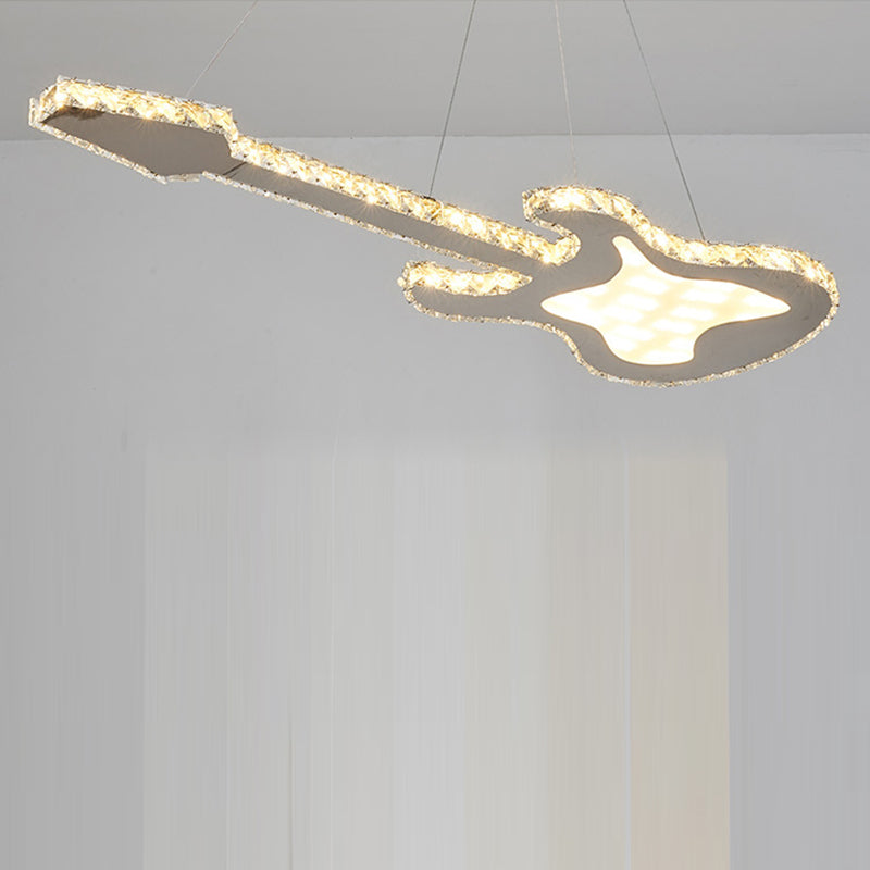 Modern Luxury Guitar Shape Crystal LED Chandelier for Living Room