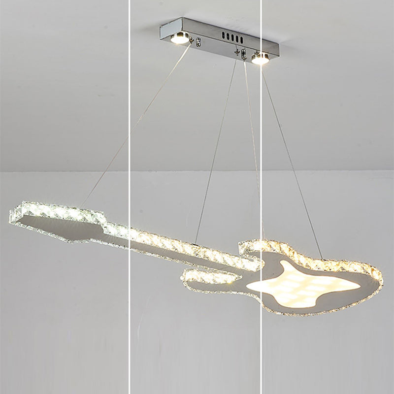 Modern Luxury Guitar Shape Crystal LED Chandelier for Living Room