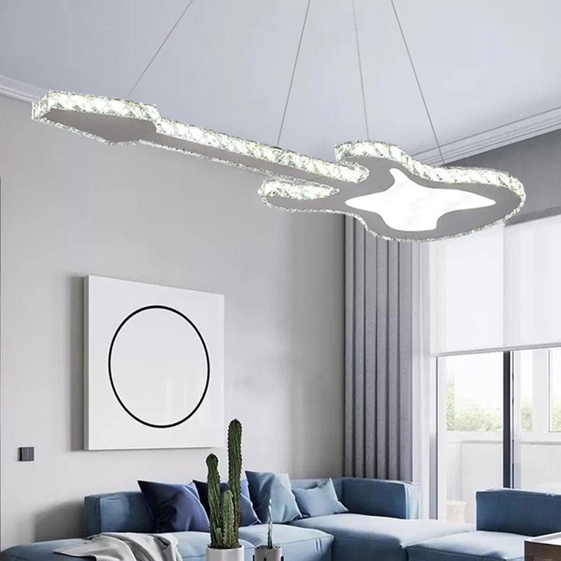 Modern Luxury Guitar Shape Crystal LED Chandelier for Living Room
