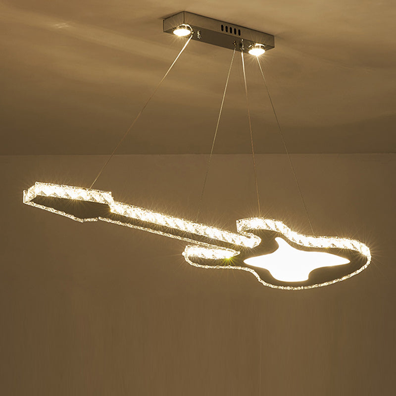 Modern Luxury Guitar Shape Crystal LED Chandelier for Living Room