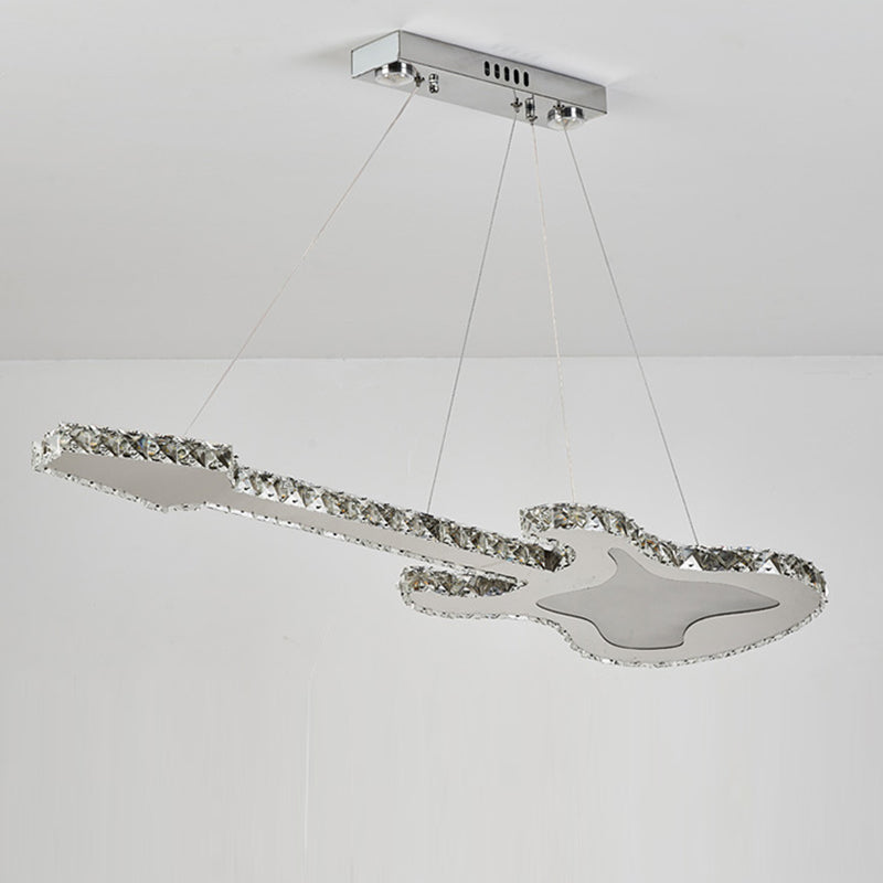 Modern Luxury Guitar Shape Crystal LED Chandelier for Living Room