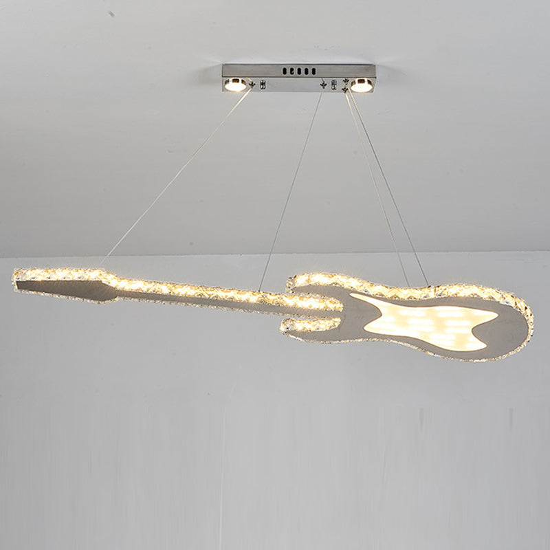 Modern Luxury Guitar Shape Crystal LED Chandelier for Living Room