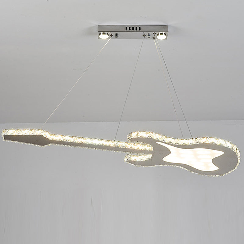 Modern Luxury Guitar Shape Crystal LED Chandelier for Living Room