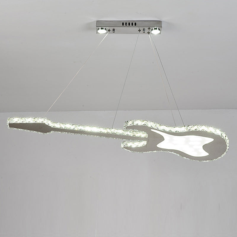 Modern Luxury Guitar Shape Crystal LED Chandelier for Living Room