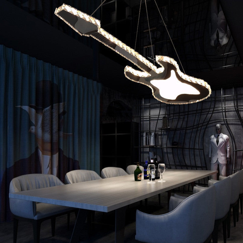 Modern Luxury Guitar Shape Crystal LED Chandelier for Living Room