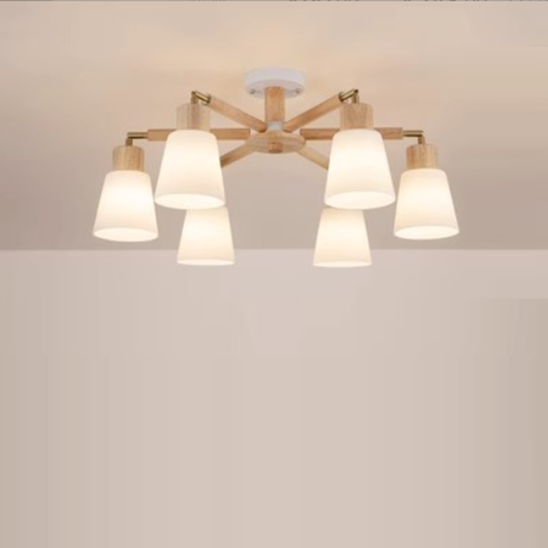 Scandinavian Round Branch PVC Wood Iron Chandelier - 3/6/8 Light for Living Room