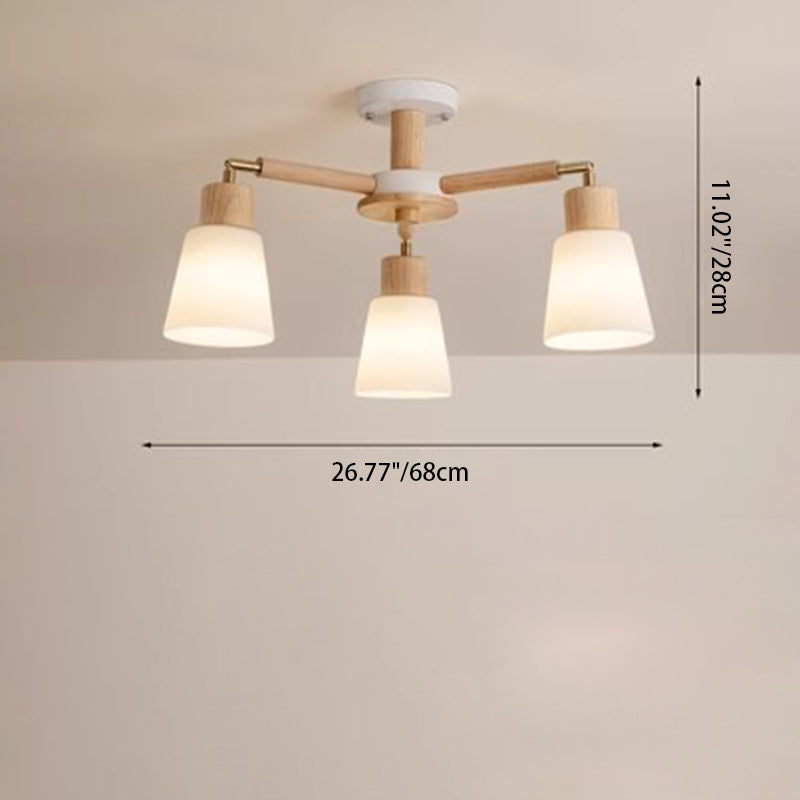 Scandinavian Round Branch PVC Wood Iron Chandelier - 3/6/8 Light for Living Room