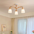 Scandinavian Round Branch PVC Wood Iron Chandelier - 3/6/8 Light for Living Room