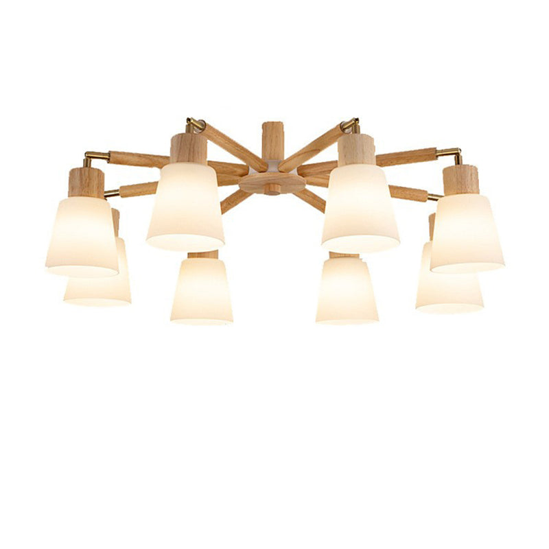 Scandinavian Round Branch PVC Wood Iron Chandelier - 3/6/8 Light for Living Room