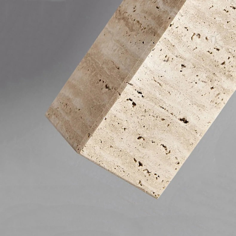 Traditional Japanese Yellow Travertine Wood 1-Light Pendant for Living Room
