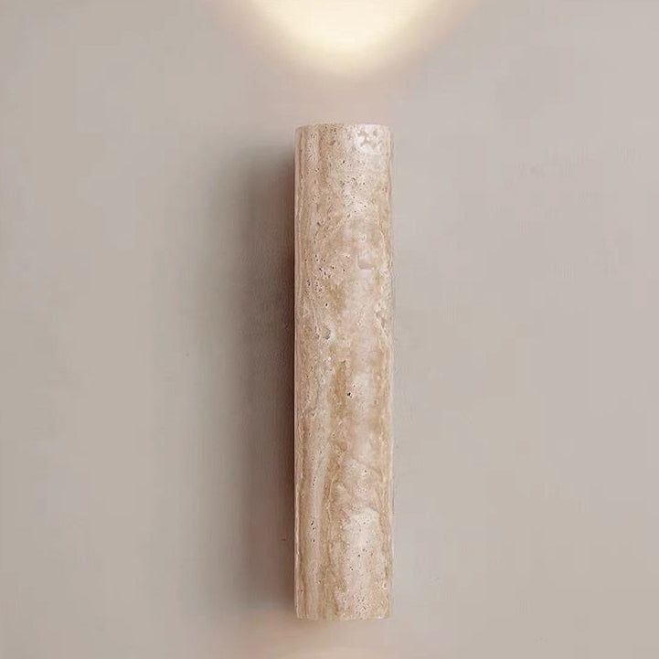 Contemporary Scandinavian Yellow Travertine Wood Wall Sconce 2-Light Lamp