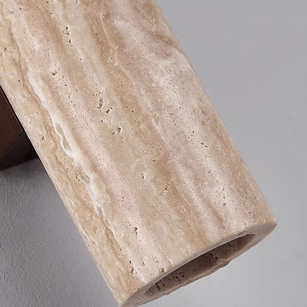 Contemporary Scandinavian Yellow Travertine Wood 2-Light Wall Sconce Lamp for Living Room