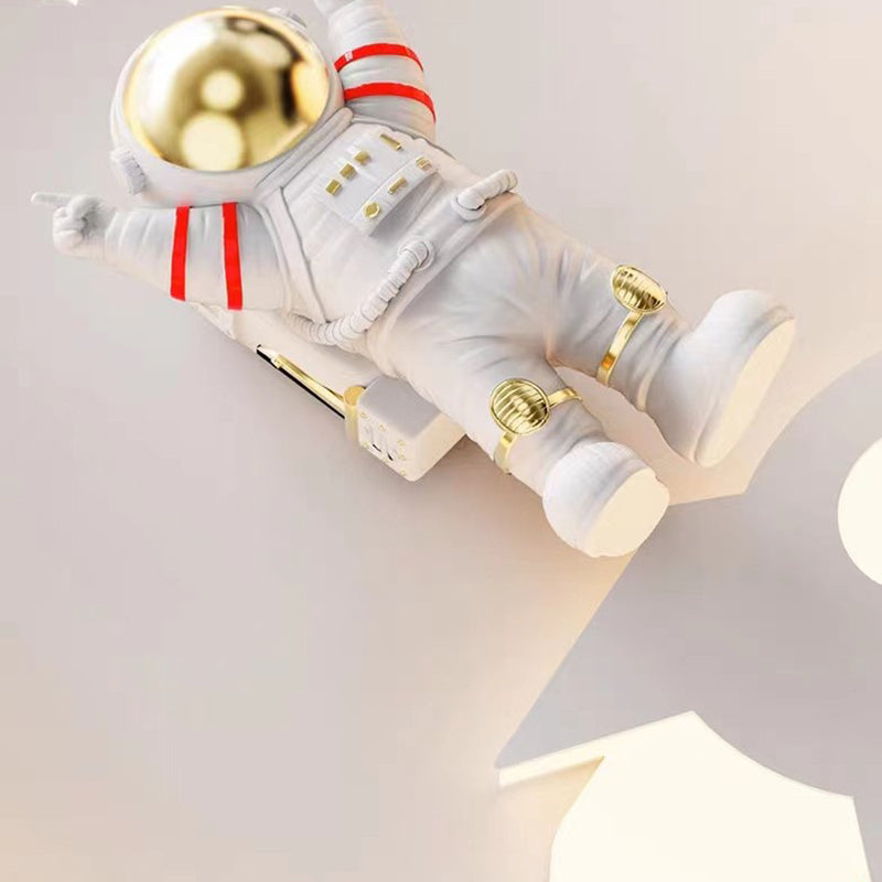 Modern Minimalist Kids Astronaut Planet Round Acrylic Resin Iron LED Flush Mount Ceiling Light for Bedroom, Children's Room Lighting, Space Theme Decor, Starry Night Ceiling Fixture, Child's Bedroom Accessories, Unique Kids Light, Astronaut Room Decoratio