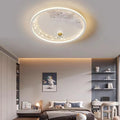 Modern Minimalist Kids Astronaut Planet Round Acrylic Resin Iron LED Flush Mount Ceiling Light for Bedroom, Children's Room Lighting, Space Theme Decor, Starry Night Ceiling Fixture, Child's Bedroom Accessories, Unique Kids Light, Astronaut Room Decoratio