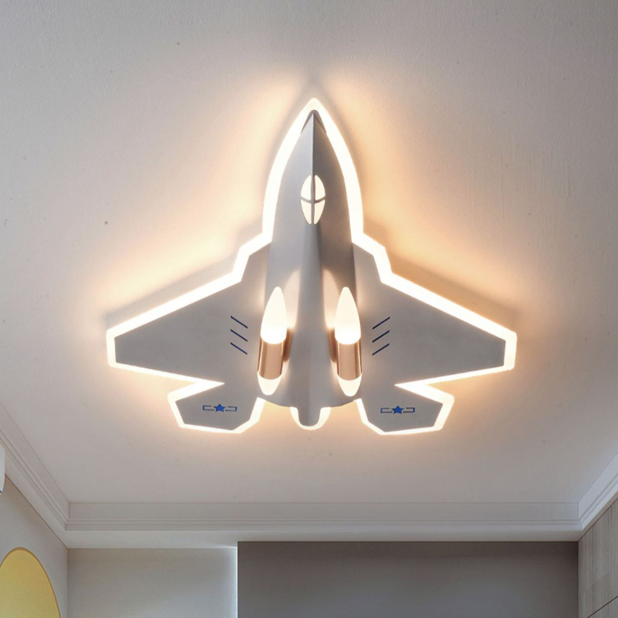 Modern Art Deco Kids Fighter Jets Airplanes Acrylic Iron LED Mount Ceiling Light Living Room Bedroom Decor Unique Children's Lighting Fixture Stylish Aviation Theme Illumination Kids Room Decor Ceiling Lamp Aviation Wall Art Decor Ceiling Lighting Design