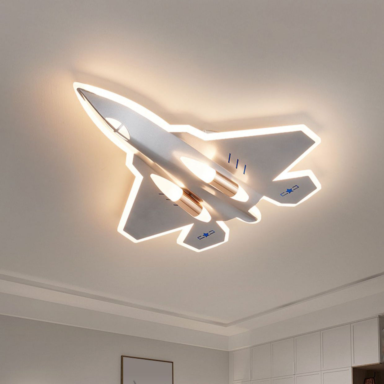 Modern Art Deco Kids Fighter Jets Airplanes Acrylic Iron LED Mount Ceiling Light Living Room Bedroom Decor Unique Children's Lighting Fixture Stylish Aviation Theme Illumination Kids Room Decor Ceiling Lamp Aviation Wall Art Decor Ceiling Lighting Design