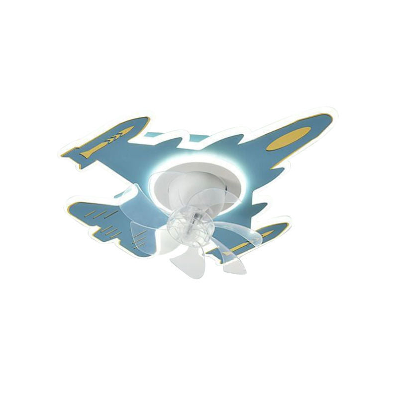 Modern Art Deco Airplane Acrylic Iron LED Ceiling Fan Light for Bedroom