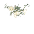 Rustic Floral Rose Leaf Iron Semi-Flush Mount Ceiling Light - 4/5/6/9 Light Options for Living Room