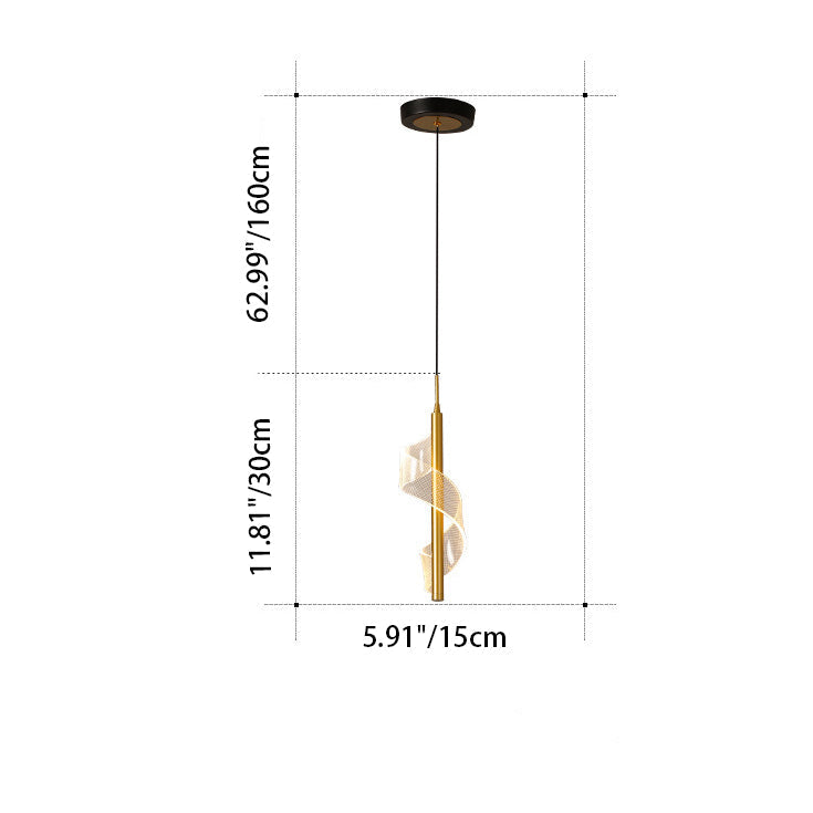 Scandinavian Curved Acrylic LED Pendant Light for Living Room