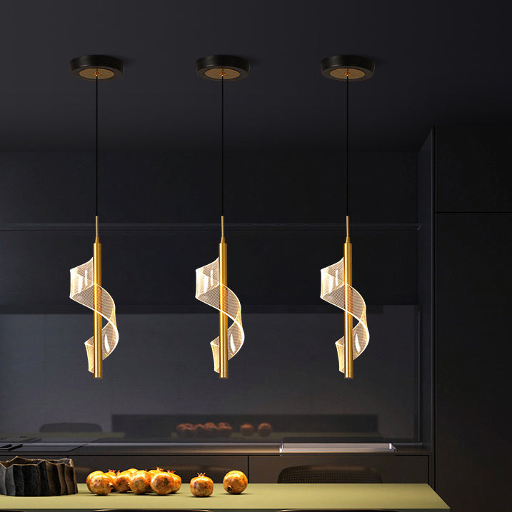 Scandinavian Curved Acrylic LED Pendant Light for Living Room