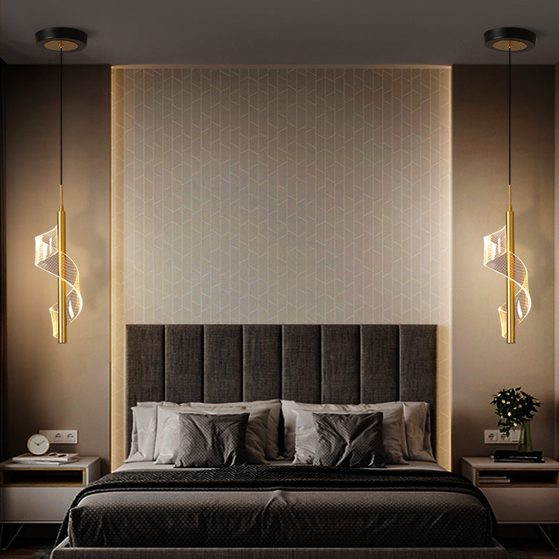 Scandinavian Curved Acrylic LED Pendant Light for Living Room