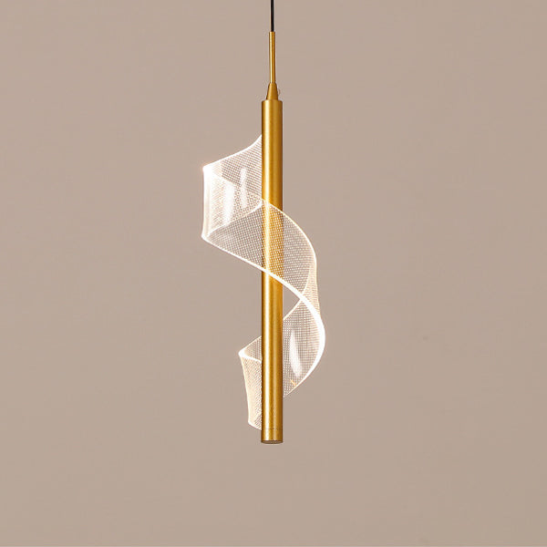 Scandinavian Curved Acrylic LED Pendant Light for Living Room