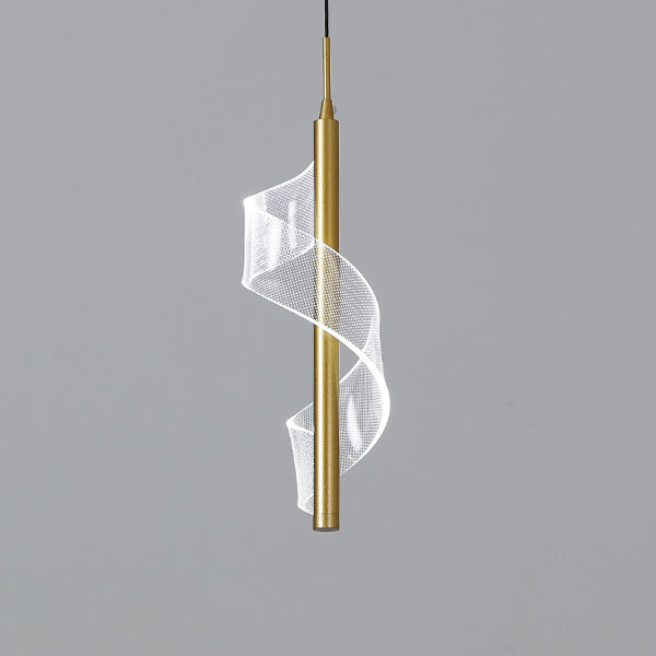 Scandinavian Curved Acrylic LED Pendant Light for Living Room