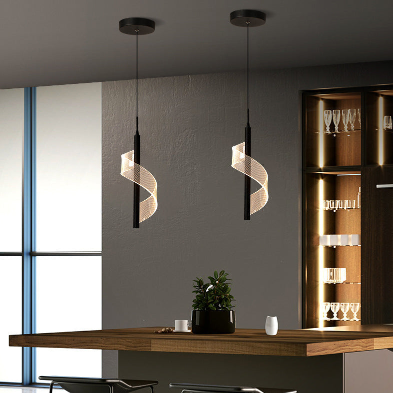Scandinavian Curved Acrylic LED Pendant Light for Living Room
