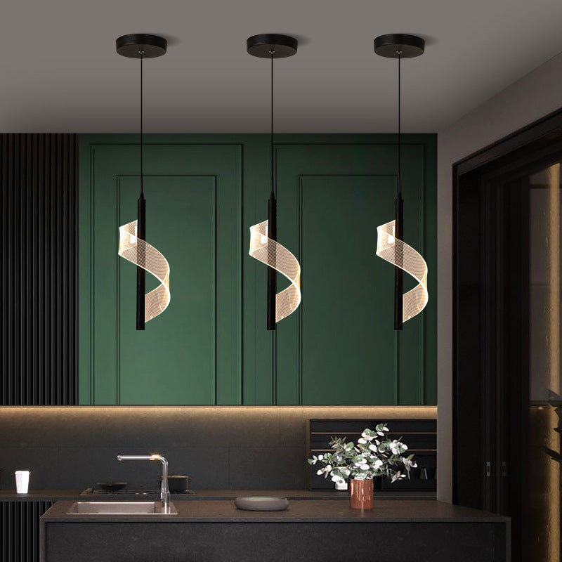 Scandinavian Curved Acrylic LED Pendant Light for Living Room